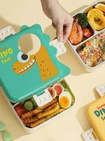 Vagonlife Süper Dino Üç Bölmeli + Sos Kaseli Yeni Nesil Çocuk Beslenme Kutusu - Lunch Box 1190 Ml.