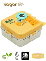 Vagonlife Süper Dino Üç Bölmeli + Sos Kaseli Yeni Nesil Çocuk Beslenme Kutusu - Lunch Box 1190 Ml.