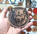 Vahşi Kurt -Yuvarlak Deri Peç - Arma - Wolf Leather Patch