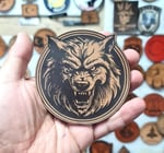 Vahşi Kurt -Yuvarlak Deri Peç - Arma - Wolf Leather Patch