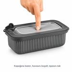 Vakumlu Silikon Kapaklı Plastik Saklama Kabı Seti, 3.5 Litre, Mikrodalga ve Derin Dondurucu İçin, Gıda Depolama Kutusu, Mutfak Düzenleyici Organizer (600/1100/1800 ml) (Antrasit, Dikdörtgen)