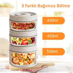 Valkyrie 3 Gözlü Paslanmaz Çelik Isı Yalıtımlı Yemek Kabı Seti Çantalı 304 Steel 2 x 420ml + 550ml
