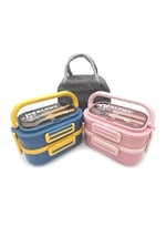 Valkyrie 304 Çelik Bölmeli Lunch Box Seti | Termal Çantalı, Bölmeli, Çatal Kaşıklı, Sızdırmaz Yemek Kabı Pembe