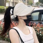 Valkyrie Geniş Vizör Güneş Koruyucu Kadın Şapka Maske Takma Düğmeli Tenis Spor Şapka Krem