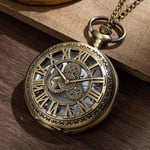 Valkyrie Vintage Antika Tasarım Dişli Roma Rakamlı Zarif Bronz Kuvars Cep Köstekli Saat