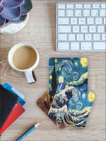 Van Gogh Temalı Ahşap Bardak Altlığı Ahşap Baskılı Altlık 6'lı set (9 x9CM) karbonNM14