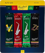 Vandoren SRMIXA25 Alto Sax Jazz Reed Karışık Kart her biri 1 adet ZZ, V16, JAVA ve JAVA Red Strength 2.5 içerir