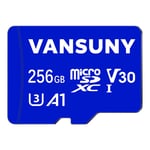 Vansuny Micro SD kartı 256 GB hafıza kartı Micro SD 256 GB SD adaptörlü, 100 MB/sn'ye kadar okuma hızı (UHS-I, U3, A1, V30, C10, 4K UHD microSDXC)