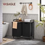 Vasagle 2 Bölmeli Çamaşır Sepeti, Raflı Çamaşır Sepeti, Çamaşır Kutusu, Çıkarılabilir Oxford Kumaş, Metal Çerçeve, Kahverengi/Siyah