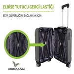 Vegmann Vela Tekerlekli Alüminyum çekçekli Büyük Orta Kabin Boy Valiz Bavul (Siyah, Kabin Boy)