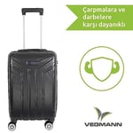 Vegmann Vela Tekerlekli Alüminyum çekçekli Büyük Orta Kabin Boy Valiz Bavul (Siyah, Kabin Boy)