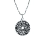 Vegvisir Pusula - Viking Sembol Örme Zincir Kolye - Gümüş Kaplama - Erkek Kadın Kolye - No:1379
