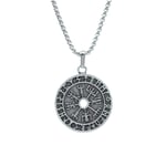 Vegvisir Pusula - Viking Sembol Örme Zincir Kolye - Gümüş Kaplama - Erkek Kadın Kolye - No:1379