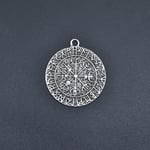 Vegvisir Viking Pusulası Deri ip Kolye - Gümüş Kaplama - Kadın Erkek Kolye - No:1009