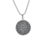 Vegvisir Viking Pusulası Örme Zincir Kolye - Gümüş Kaplama - Erkek Kadın Kolye - No:1523