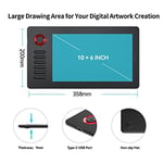 Veikk A15 Pro 10x6 İnç Profesyonel Grafik Tablet, 8192 Seviye Pilsiz Kalem, 12 Kısayol Tuşu ve Döner Kontrol Düğmesi, Windows/Mac/Android Uyumlu
