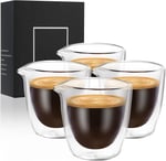 VENVENWEAVS Espresso Bardak Seti 4,Çift Duvar 2.5oz Bacalı Espresso Shot Bardakları,Espresso Makinesi İçin Espresso Aksesuarları,Şeffaf Espresso Shot Cam Hediye Seti
