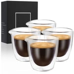 VENVENWEAVS Espresso Bardak Seti 4,Çift Duvar 2.5oz Bacalı Espresso Shot Bardakları,Espresso Makinesi İçin Espresso Aksesuarları,Şeffaf Espresso Shot Cam Hediye Seti