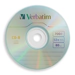 Verbatim CD-R Discs, 700 MB/80 dk, 52 x, Spindle, Gümüş, 100/Paket, 94554