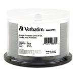 Verbatim DVD+R DL 8.5GB 8X DataLifePlus Beyaz Mürekkep Püskürtmeli Yazdırılabilir, Hub Yazdırılabilir - 50pk Mil - 98319