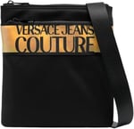 VERSACE JEANS COUTURE erkekler crossbody çanta siyah - altın, Siyah - Altın, One Size
