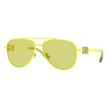 Versace VK2002 1494/2 Güneş Gözlüğü Genç Çocuk Kız Mat Fluo Sarı/Yeşil 52 mm, Mat Fluo Sarı/Altın logosu/Yeşil