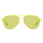 Versace VK2002 1494/2 Güneş Gözlüğü Genç Çocuk Kız Mat Fluo Sarı/Yeşil 52 mm, Mat Fluo Sarı/Altın logosu/Yeşil