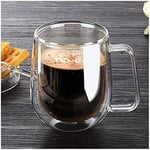 Vicloon Çift Duvar Cam Kupa, Isı Yalıtımlı Bardak Bardak, Saplı 250 ml, Çay Su Bardakları, Kahve, Süt, Cappuccino, Espresso, Şeffaf Bira, 2'li Set