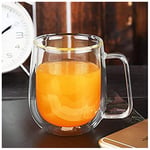 Vicloon Çift Duvar Cam Kupa, Isı Yalıtımlı Bardak Bardak, Saplı 250 ml, Çay Su Bardakları, Kahve, Süt, Cappuccino, Espresso, Şeffaf Bira, 2'li Set