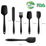 Vicloon Silikon mutfak yardımcısı, 6 adet silikon spatula, çorba kaşığı, fırın fırçası, spatula, ısıya dayanıklı ve yapışmaz, paslanmaz çelik ve dikişsiz tek parça tasarım (siyah)