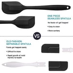 Vicloon Silikon mutfak yardımcısı, 6 adet silikon spatula, çorba kaşığı, fırın fırçası, spatula, ısıya dayanıklı ve yapışmaz, paslanmaz çelik ve dikişsiz tek parça tasarım (siyah)