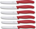 Victorinox 6 adet sofra bıçağı - mutfak bıçağı - küçük ekmek bıçağı Swiss Classic tırtıklı - İsviçre yapımı - kırmızı