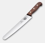 Victorinox Ahşap ekmek ve pasta bıçağı, tırtıklı kenarlı, 22 cm uzunluğunda paslanmaz çelik bıçak, ergonomik ahşap sap, akçaağaç