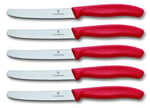 Victorinox Domates bıçağı, ekmek bıçağı, sofra bıçağı seti, 5 parça, Swiss Classic (kırmızı)