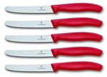 Victorinox Domates bıçağı, ekmek bıçağı, sofra bıçağı seti, 5 parça, Swiss Classic (kırmızı)