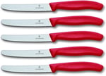 Victorinox Domates bıçağı, ekmek bıçağı, sofra bıçağı seti, 5 parça, Swiss Classic (kırmızı)