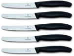 Victorinox Domates bıçağı, ekmek bıçağı, sofra bıçağı seti, 5 parça, Swiss Classic (siyah)