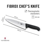Victorinox Fibrox 20cm Düz Şef Bıçağı, Siyah, Blisterli
