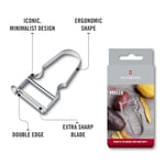 Victorinox Star tasarruflu soyucu, patates soyucu, iki bıçaklı, sarkaç bıçaklı, ekstra keskin, metal sap, İsviçre yapımı