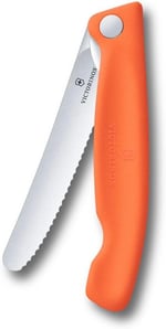 Victorinox Swiss Classic katlanır piknik bıçağı, yürüyüş, meyve, sebze, sandviç, sosis, tırtıklı bıçak, ekstra keskin, turuncu