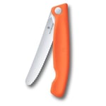 Victorinox Swiss Classic katlanır piknik bıçağı, yürüyüş, meyve, sebze, sandviç, sosis, tırtıklı bıçak, ekstra keskin, turuncu
