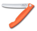 Victorinox Swiss Classic katlanır piknik bıçağı, yürüyüş, meyve, sebze, sandviç, sosis, tırtıklı bıçak, ekstra keskin, turuncu
