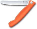 Victorinox Swiss Classic katlanır piknik bıçağı, yürüyüş, meyve, sebze, sandviç, sosis, tırtıklı bıçak, ekstra keskin, turuncu