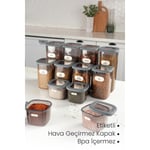 Vienev 12'li Set Etiketli Kare Erzak Saklama Kabı 4x(0,55 Li̇tre, 1,2 Li̇tre, 1,75 Li̇tre) Antrasit