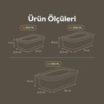 Vienev 12'li Vip Dikdörtgen Mikrodalga Ve Difrize Uygun Saklama Kabı Seti Bej 4x(1750,1050,600 Ml)