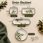 Vienev 14 Parça 6 Kişilik Zeytin Model Seramik Kahvaltı Takımı 6 Pasta Tabağı 4 Kare Kase 2 Dikdörtgen Kase 2 Oval Zeytinlik