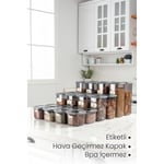 Vienev 24'lü Etiketli Poly Kare Erzak Saklama Kabı Set 8x(0,55 Li̇tre, 1,2 Li̇tre, 1,75 Li̇tre) Antrasit