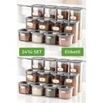 Vienev 24'lü Etiketli Poly Kare Erzak Saklama Kabı Set 8x(0,55 Li̇tre, 1,2 Li̇tre, 1,75 Li̇tre) Antrasit