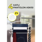 Vienev 2'li 4 Katlı Çok Amaçlı Pantolon & Aksesuar Askısı Beyaz