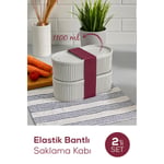 Vienev 2'li Elastik Bantlı İstiflenebilir Pratik Saklama Kabı Seti 2x 1100 Ml Gri